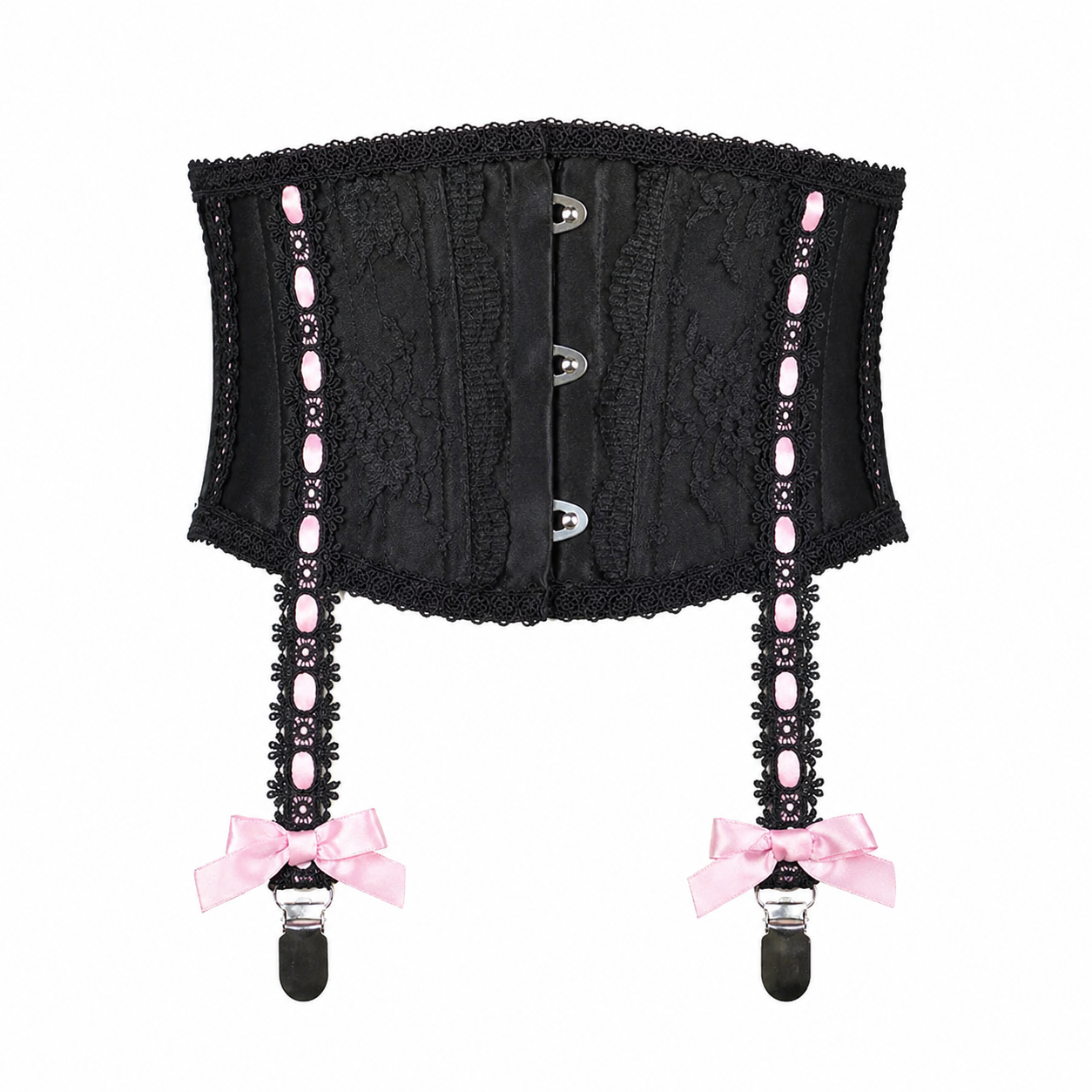GARTER BELT-LIKE VERY SHORT CORSET (BLACK x PINK) MAJOH GARTER BELT-LIKE VERY SHORT CORSET (BLACK x PINK) MAJOH