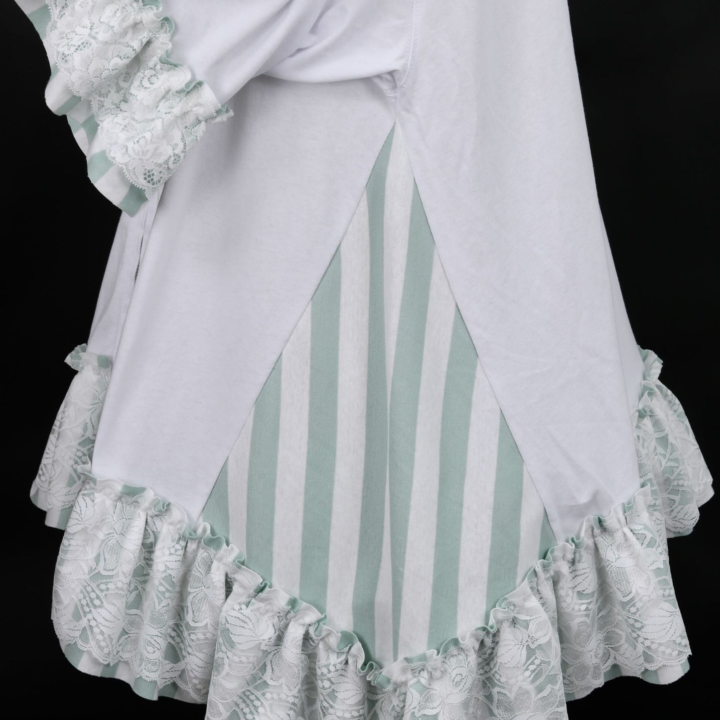 H&A开放式Showder Summer Edition Cat Cat Ear Dress Parka(白绿色条纹)