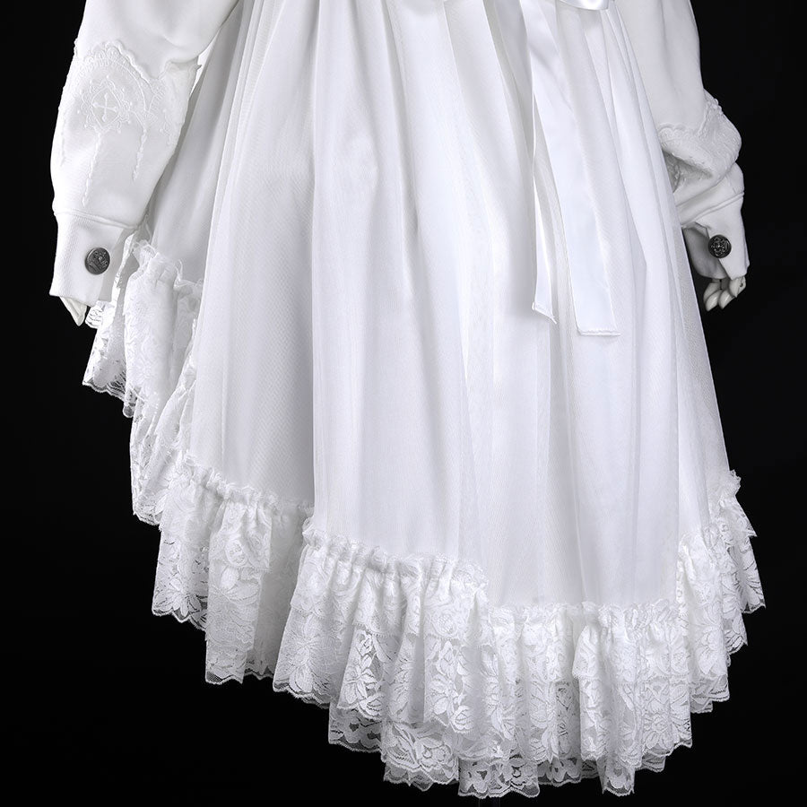 CAT EAR COAT STYLE FISH TAIL DRESS PARKA (WHITE)