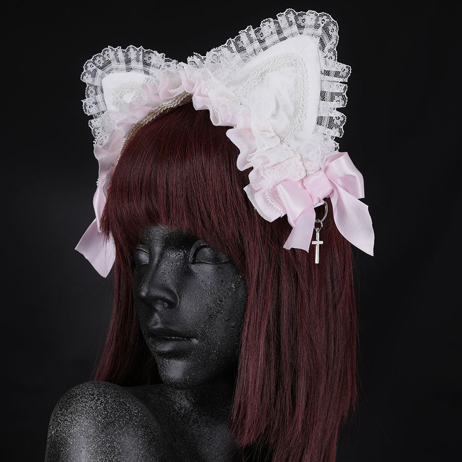 H&A猫耳朵头连衣裙(白色X粉红色)