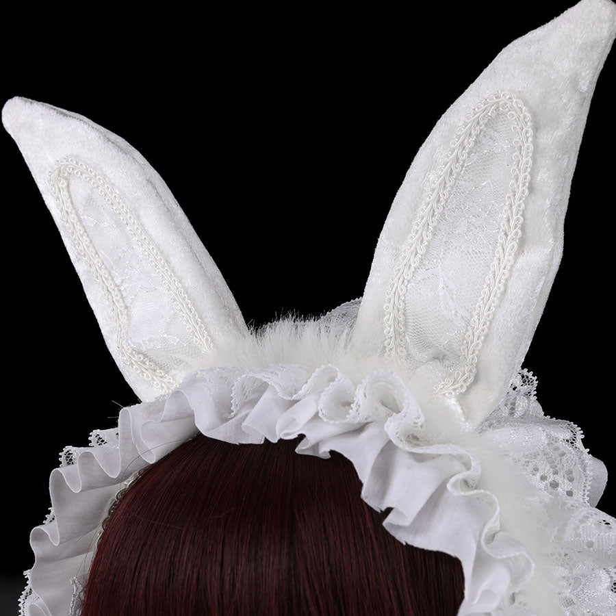 H&A糖果和嘌呤兔子头连衣裙(白色X白色)