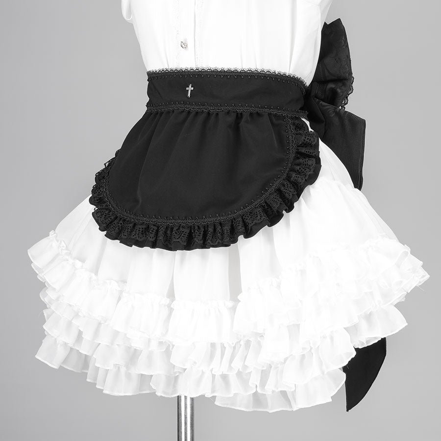 CAT TAIL MINI APRON RIBBON OBI (BLACK)