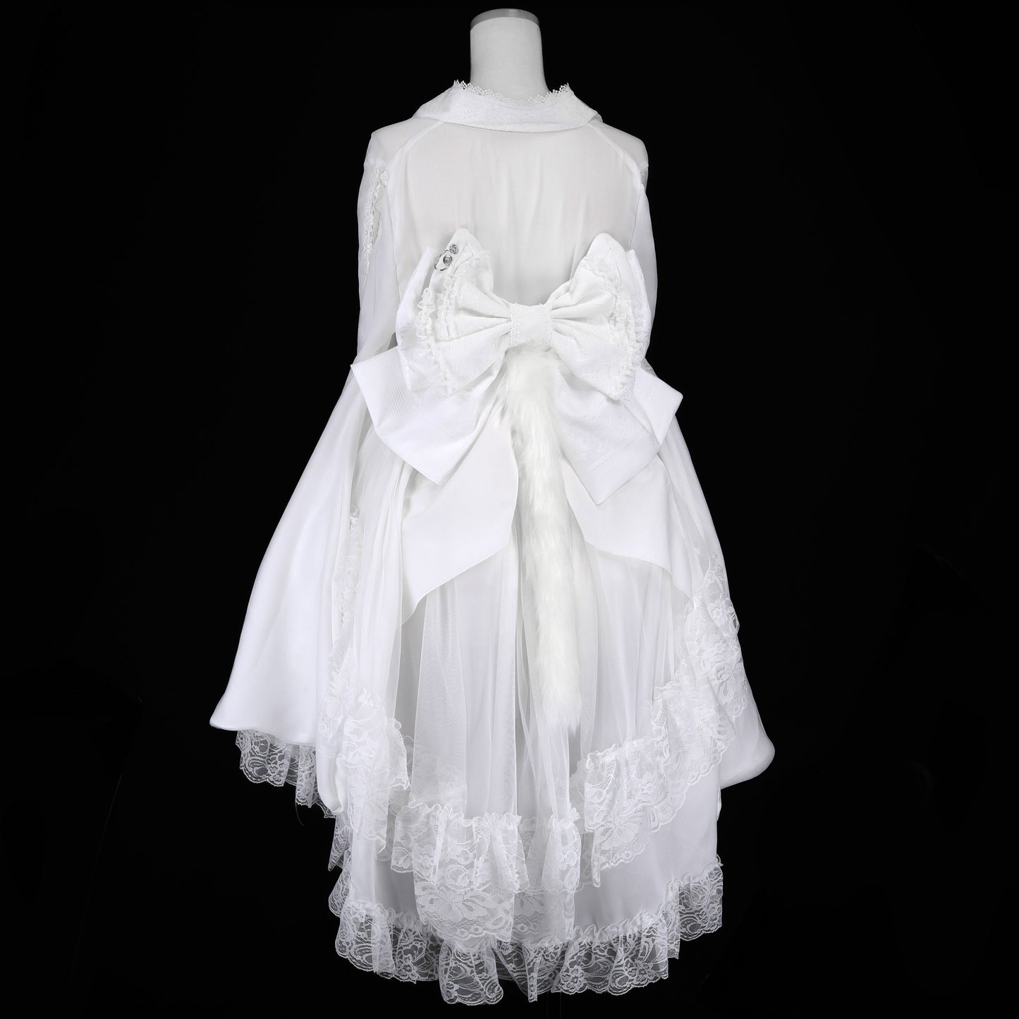 CAT TAIL MINI APRON RIBBON OBI (WHITE)