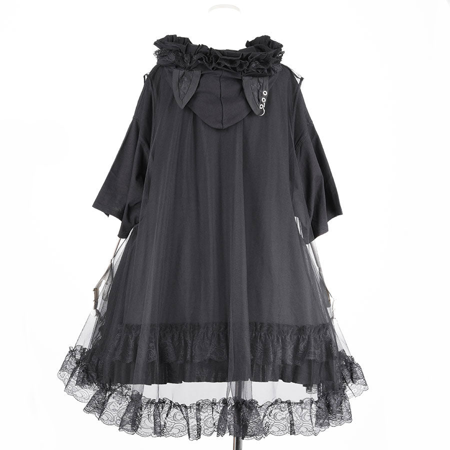 PIERCE CAT EARS TULLE VEIL ONE PIECE (BLACK)