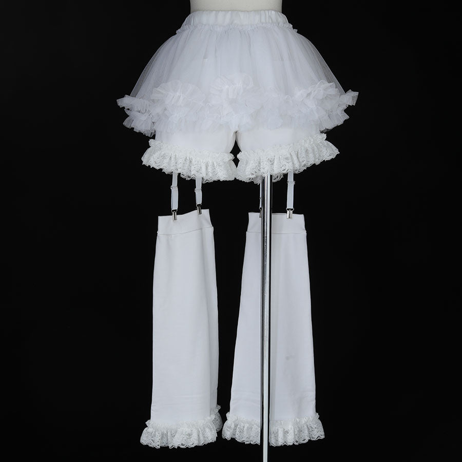 H&A 迷你运动褶边裤(白色 x 蓝色)