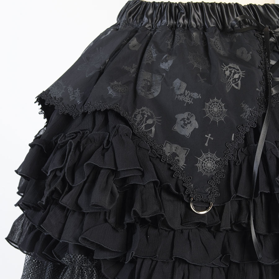 H&A迷你褶边裙(黑色X黑色)