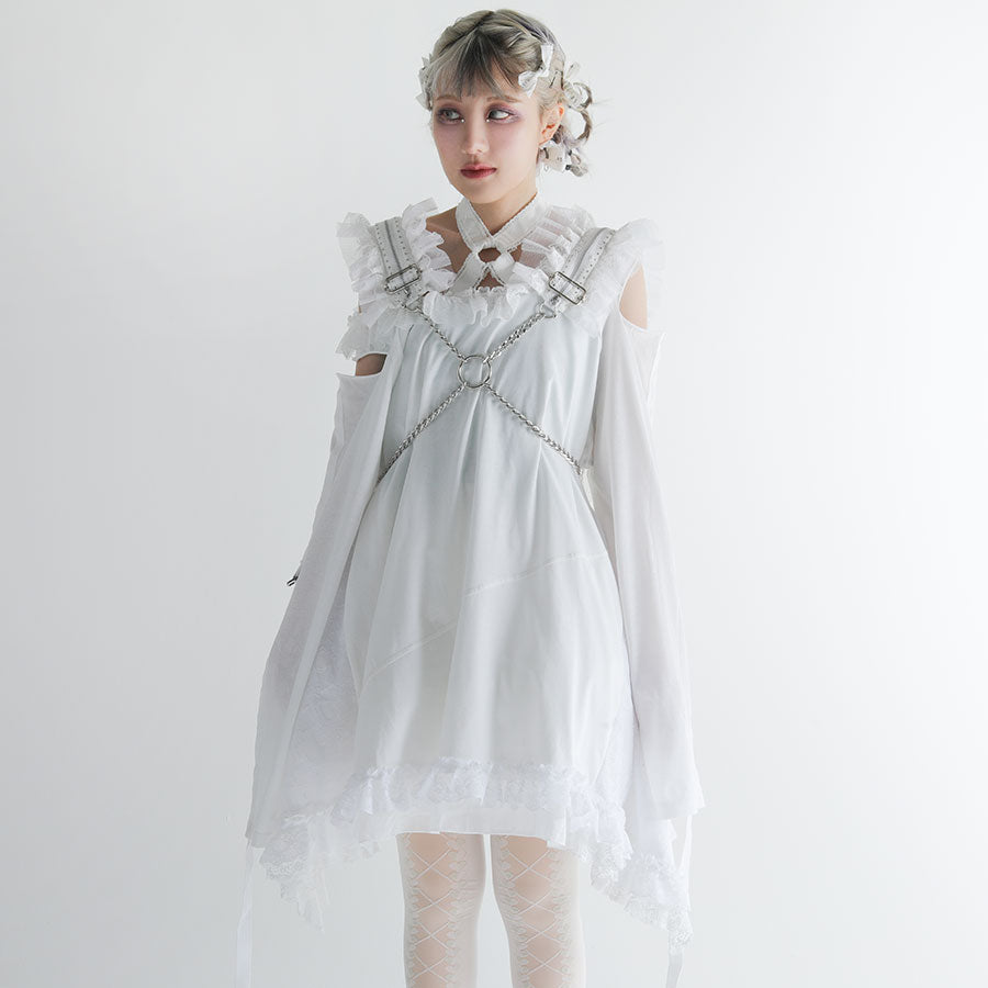 H&A OPEN SHOULDER CHOKER DRESS (BLACK x RED CHECK)