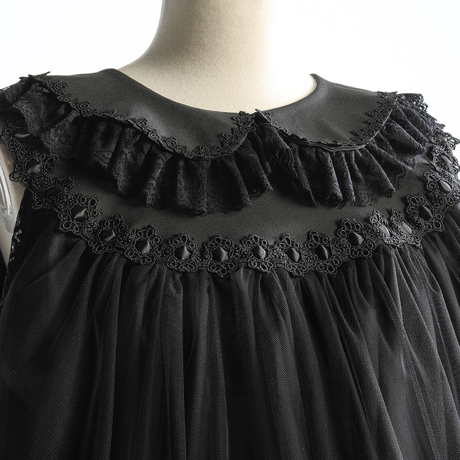 ANGEL WING COLLAR FRILL DRESS (BLACK)