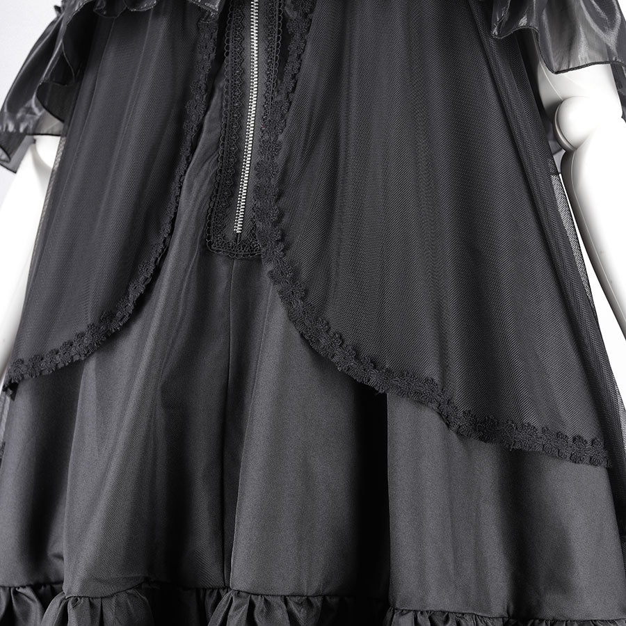 H&A DOUBLE NECK LACE UP MINI TUNIC DRESS(BLACK)