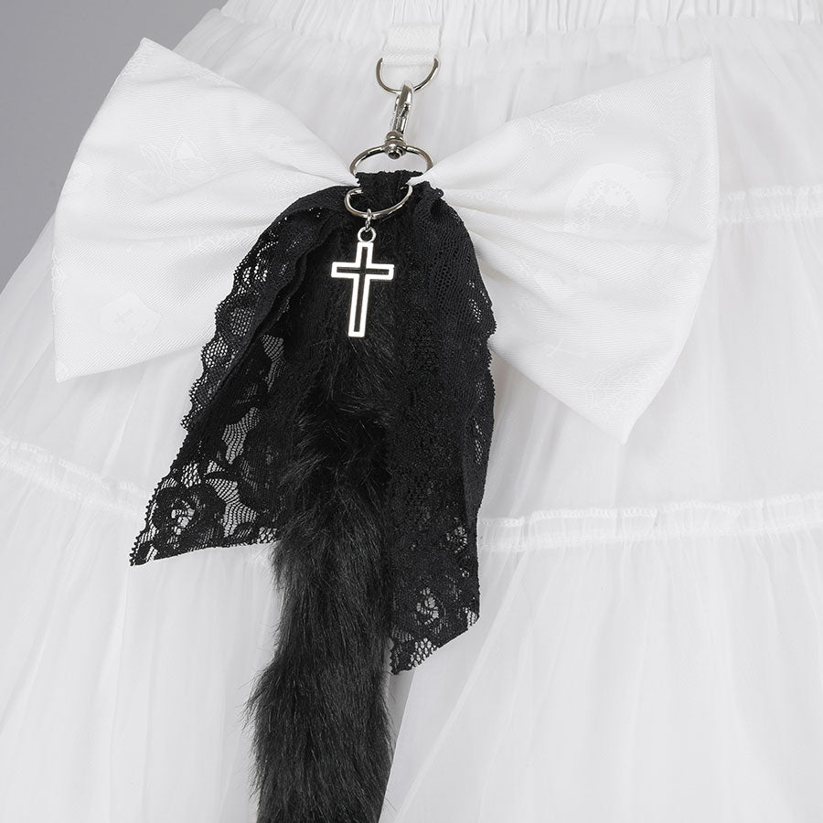 H&A跨拉链迷你猫尾裙(白色)