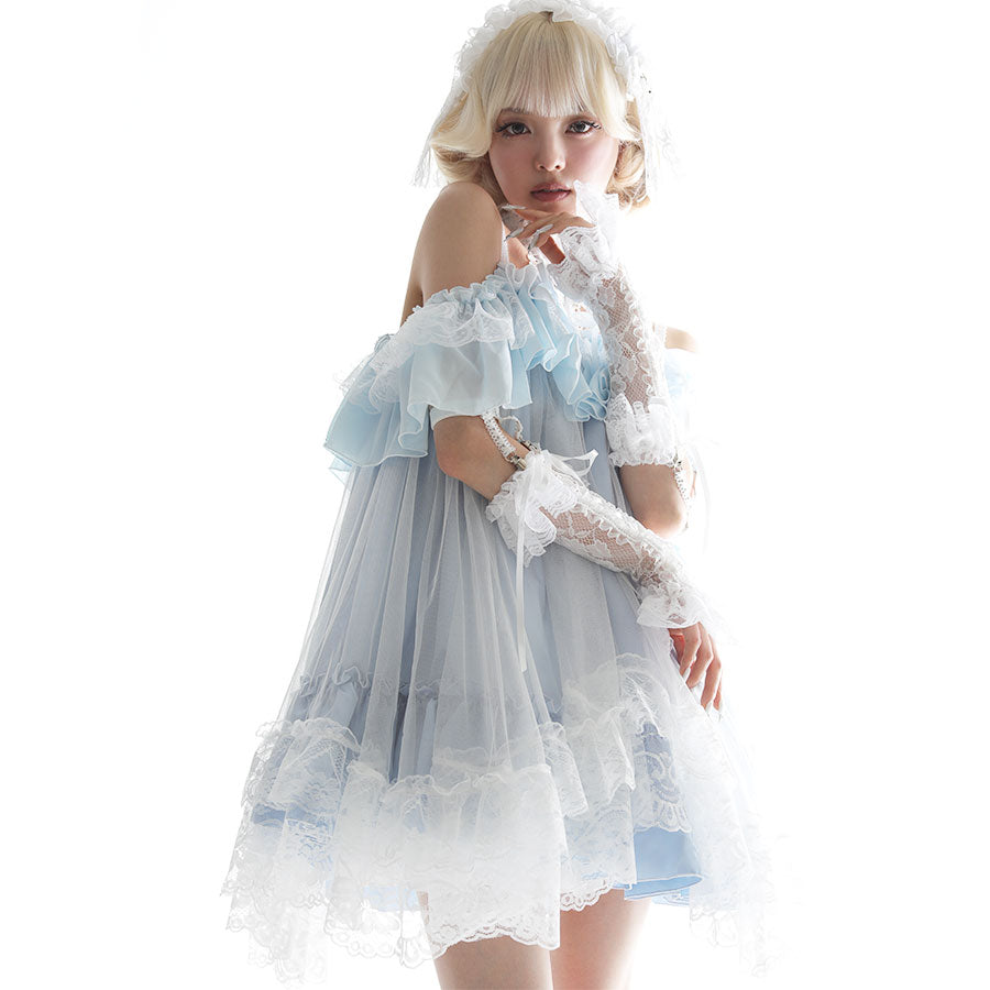 MINI DEVIL ANGEL WING DRESS(白蓝)