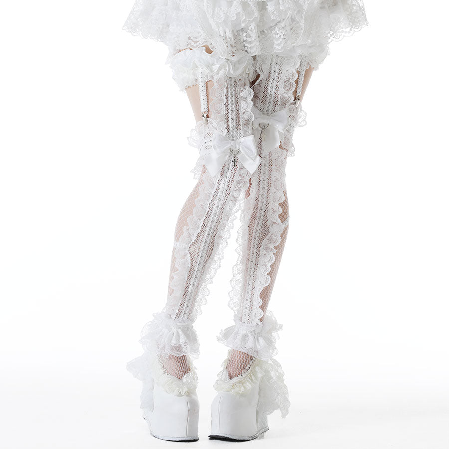 CROSS FISHNET LEG HARNESS (WHITE)