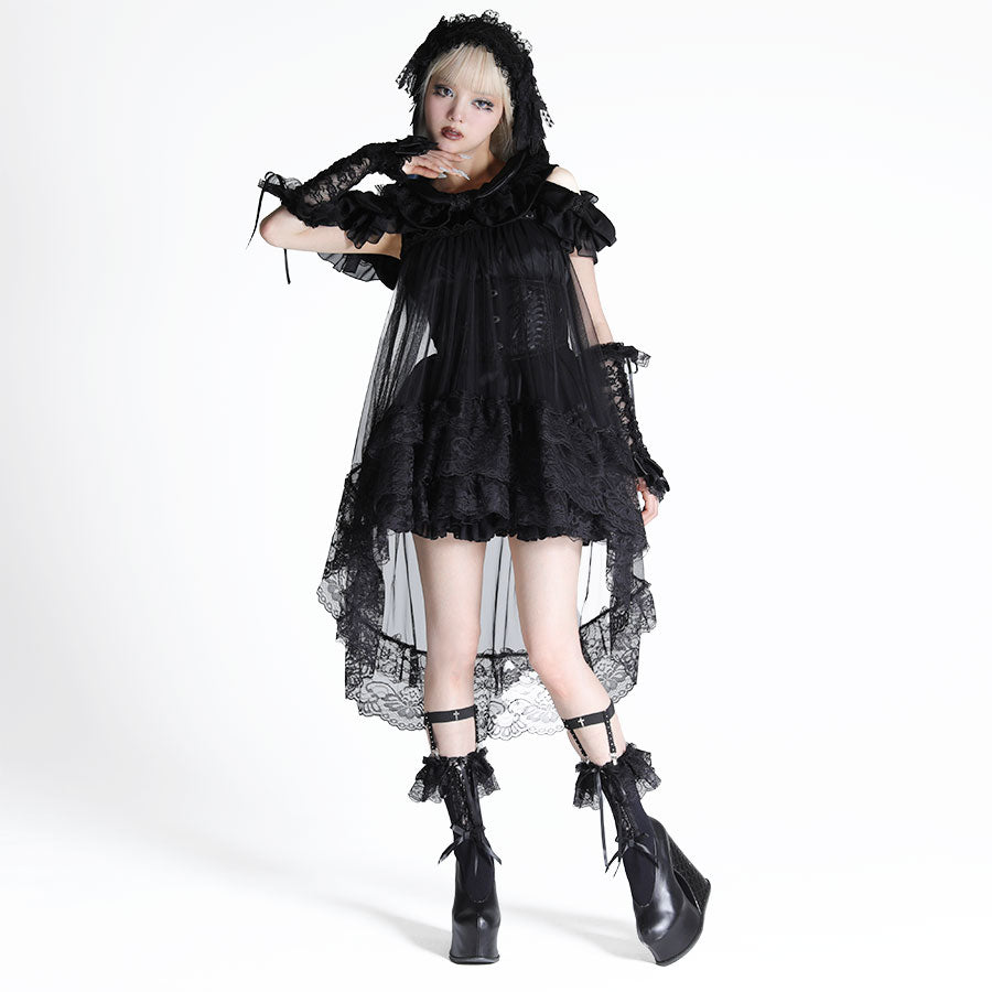 RIBBON HOLLIC HAND VEIL (BLACK)