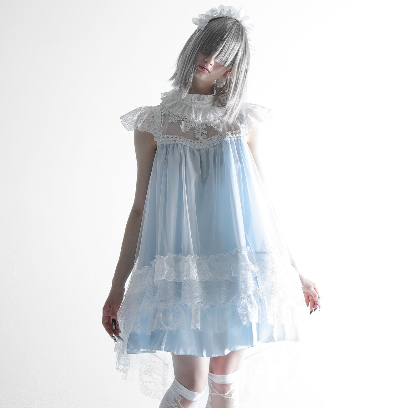 CROCHET LACE ANGEL WING DRESS (BLUE Plain ver.)