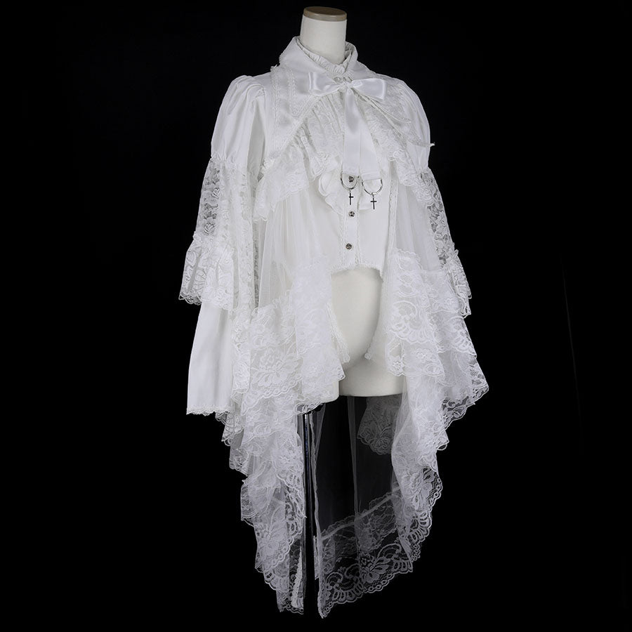 VEIL TULLE DOUBLE COLLAR JACKET (WHITE)