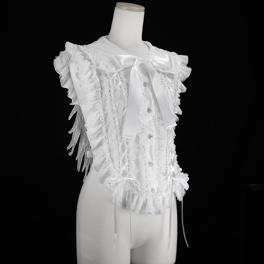 婴儿天使围兜斗篷(白色)