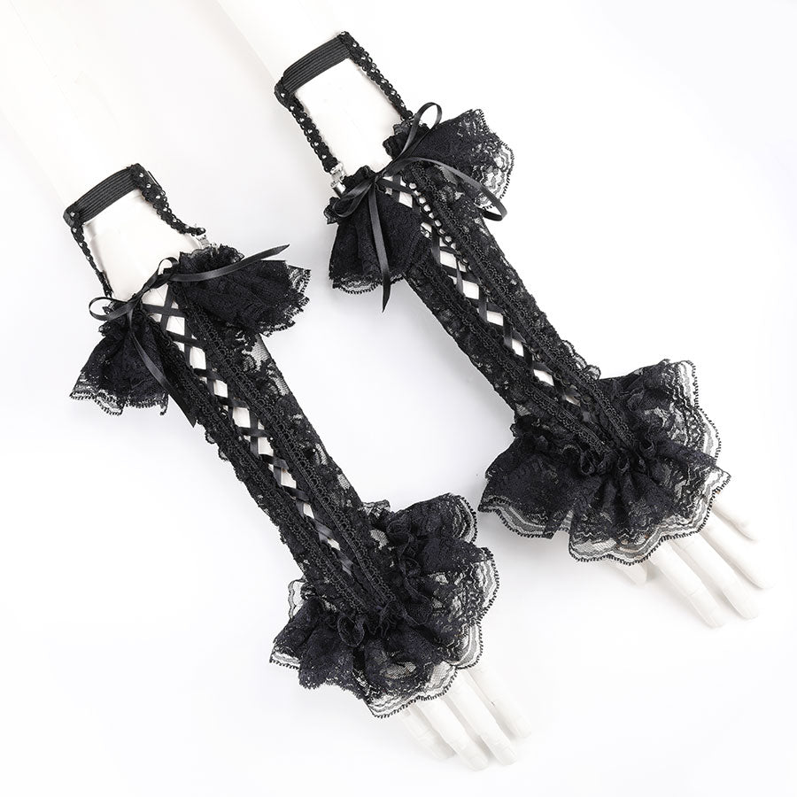 系带手套甲 (黑 x 黑)