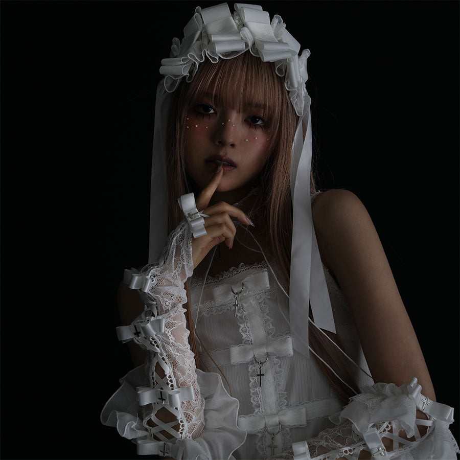 CROSS RIBBON ARM VEIL (BLACK)