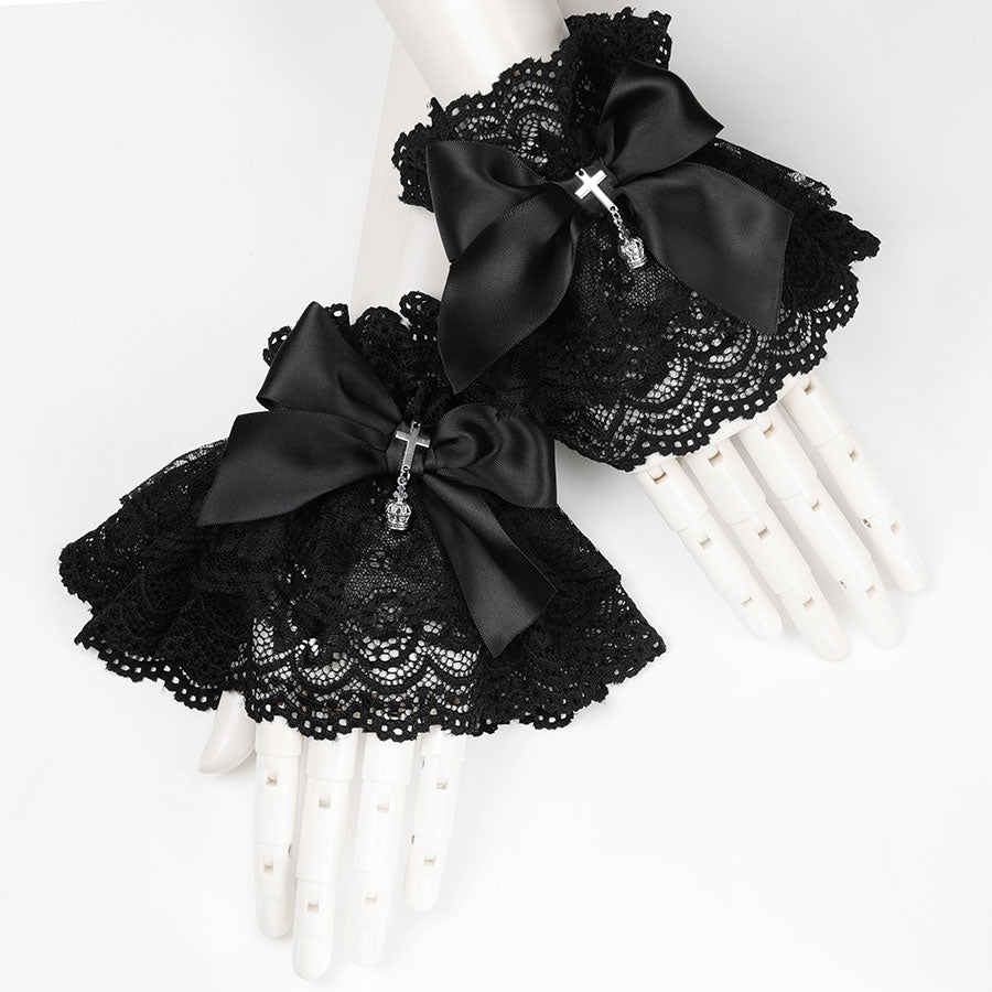 CROSS CHARM CUFFS (BLACK)