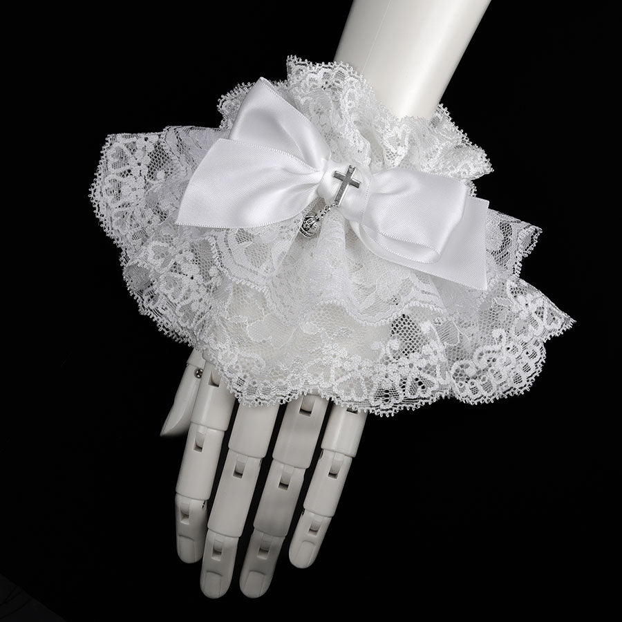 CROSS CHARM CUFFS (WHITE)