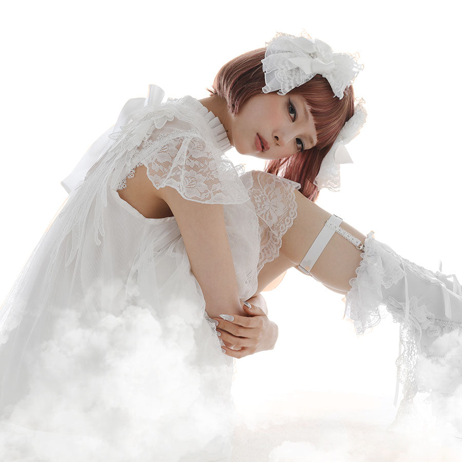 TWIN VEIL CROSS JEWEL HAIR PIN (WHITE)