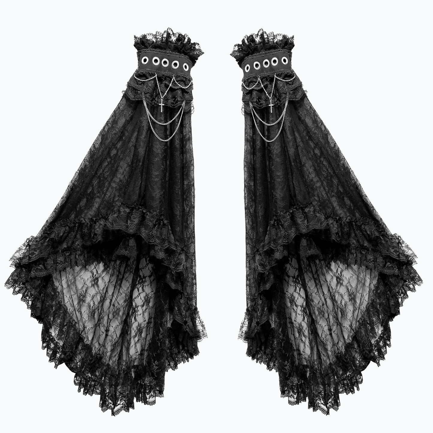 LACE TULLE PRINCESS SLEEVE ARM VEIL (BLACK)