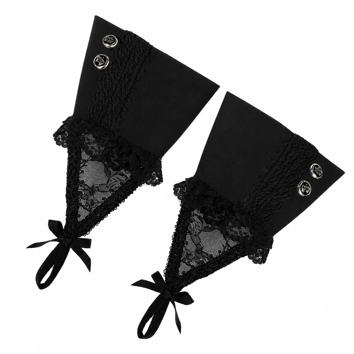 BUTTON LACE UP ARM CUFFS (BLACK)