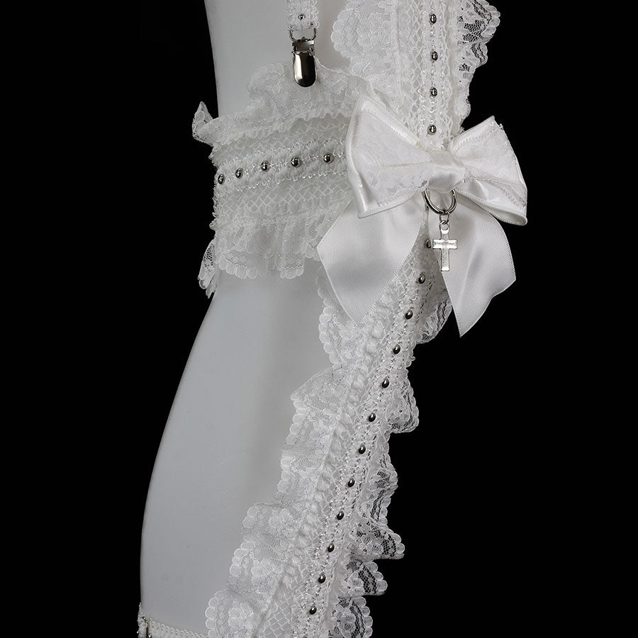CROSS FISHNET LEG HARNESS (WHITE)