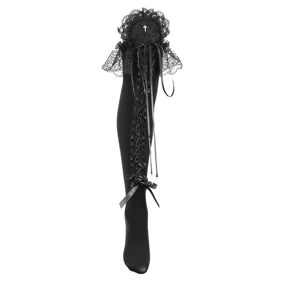 CROSS JEWEL LACE UP SOCKS (BLACK)