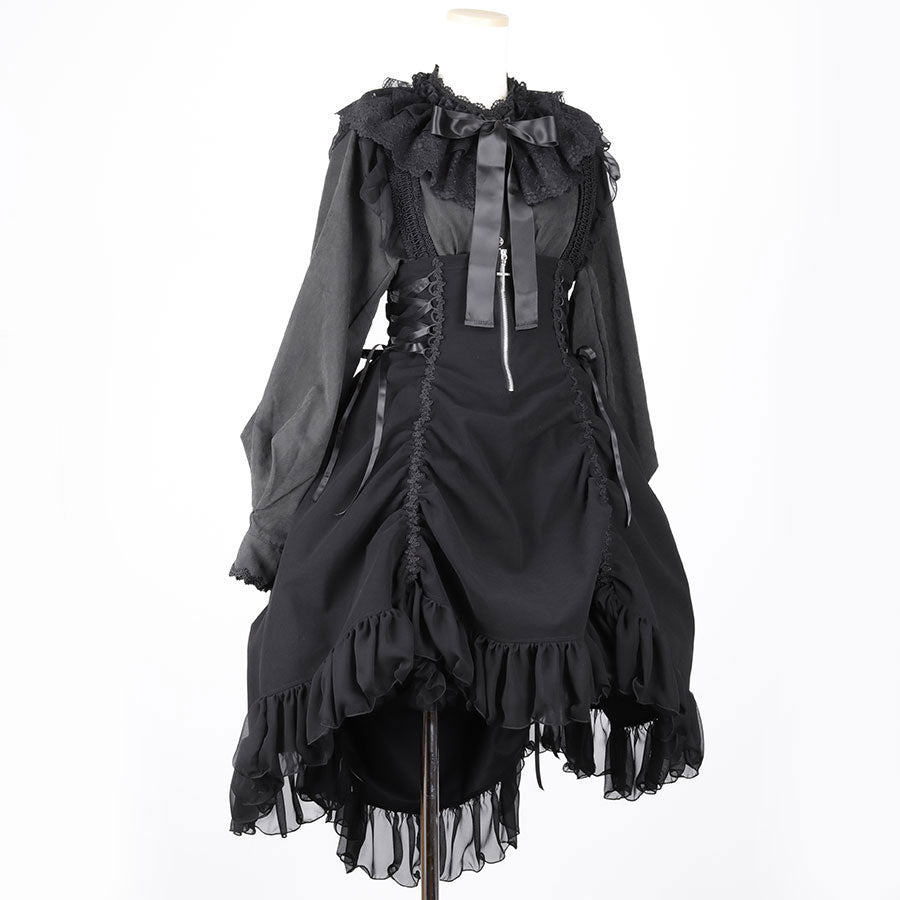 冬季荷叶边蕾丝上衣(黑色)