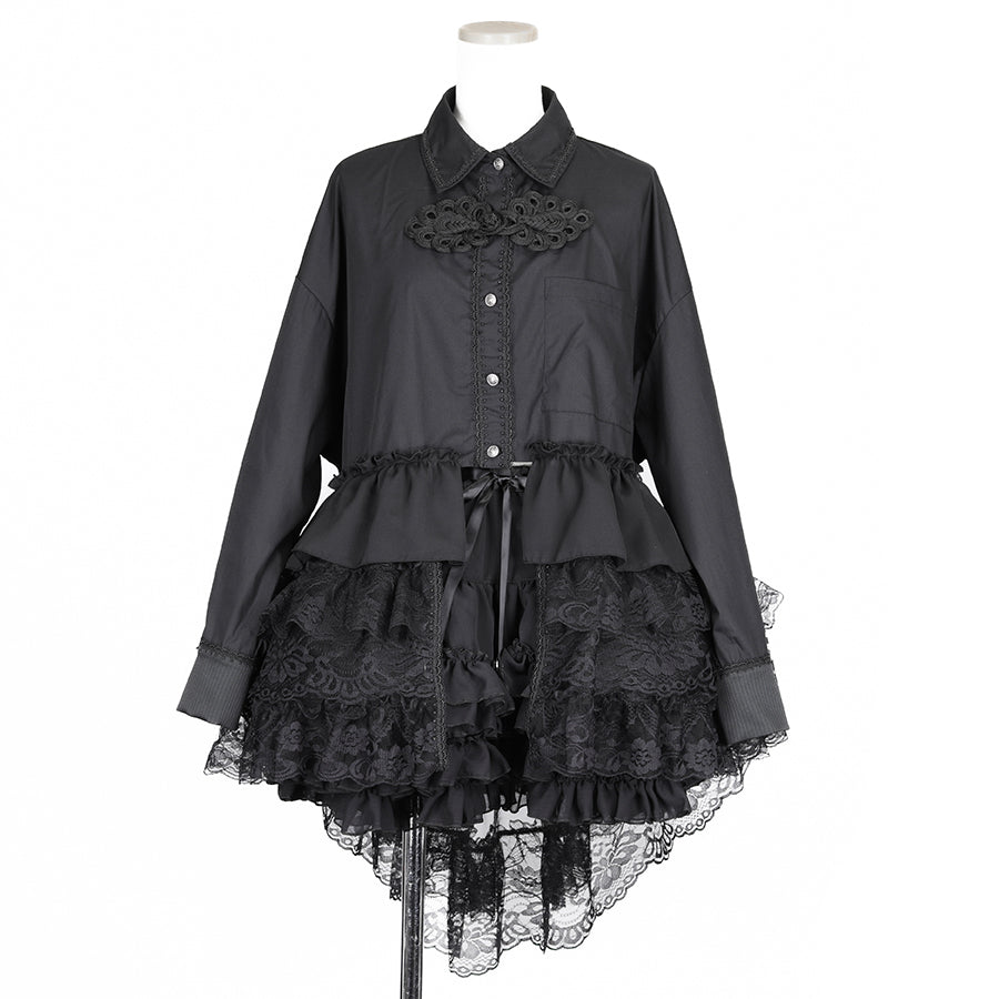 鱼尾纽扣衬衫(黑色)