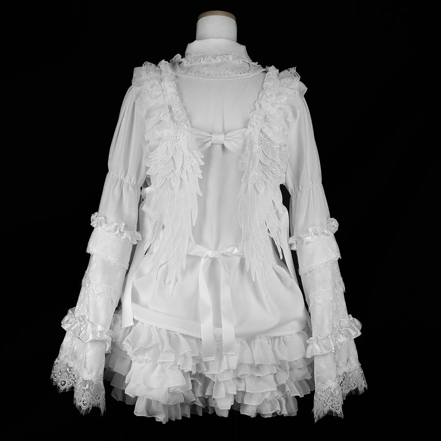 双领公主袖衬衫(白 x 白)