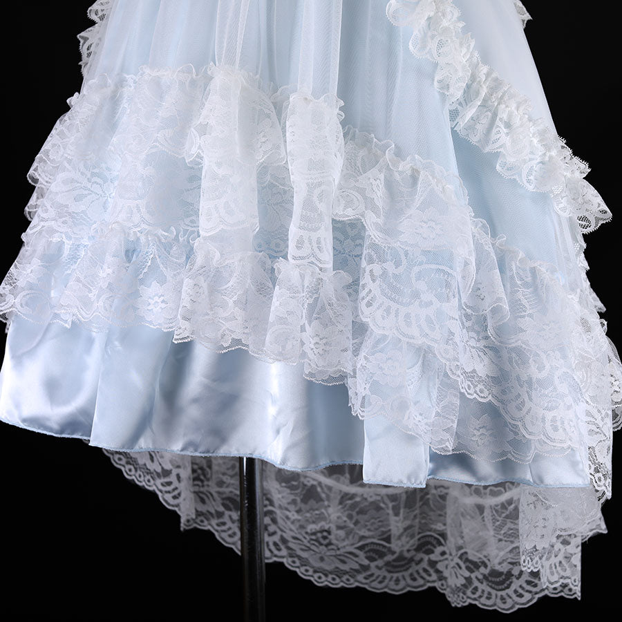 GOTHIC TULLE FISHTAIL DRESS (WHITE x BLUE)