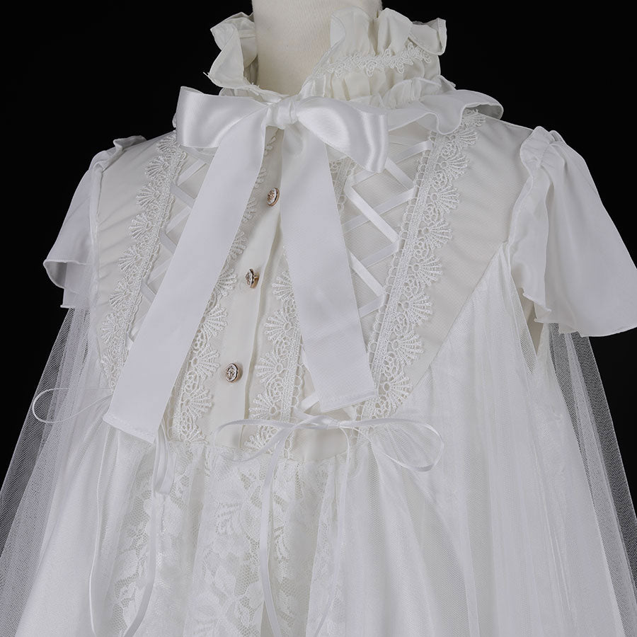 LACE-UP ANGEL WING DRESS (WHITE)