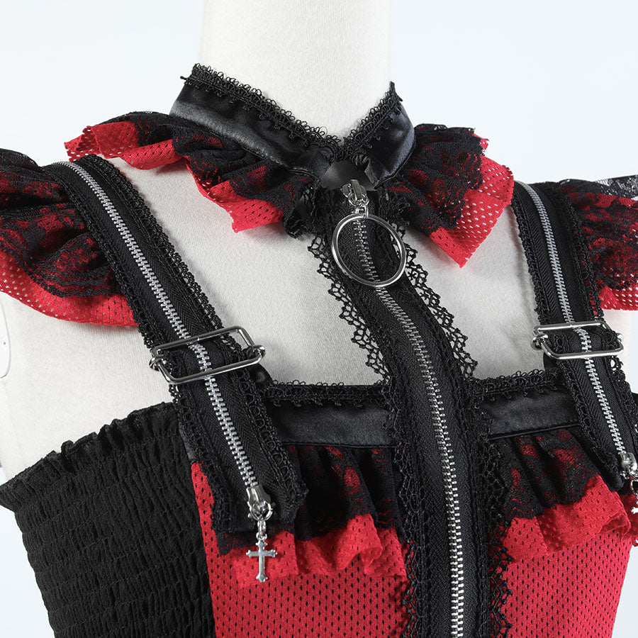 CONFINEMENT ZIPPER DRESS (BLACK x RED)