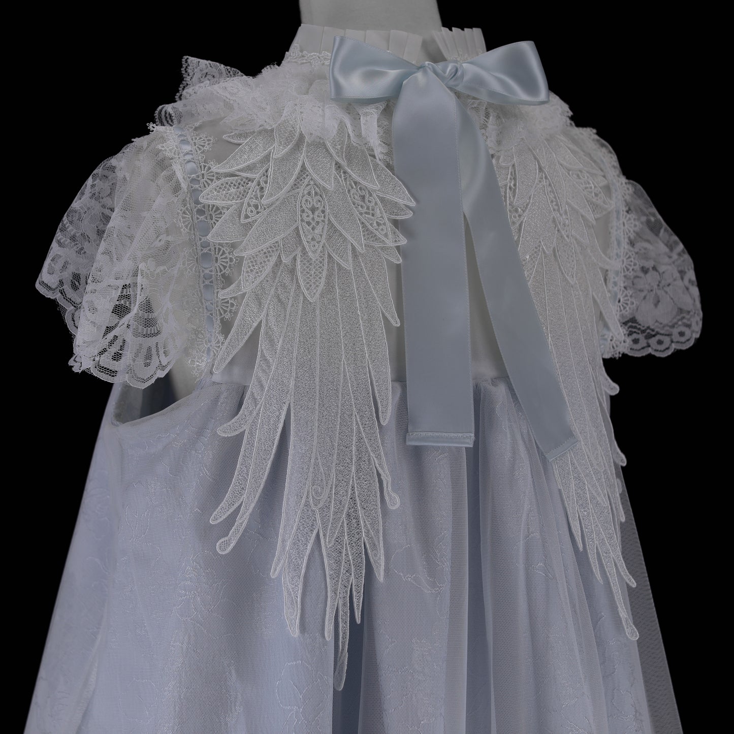 FLOWER BLOOM TULLE ANGEL WING DRESS (BLUE)
