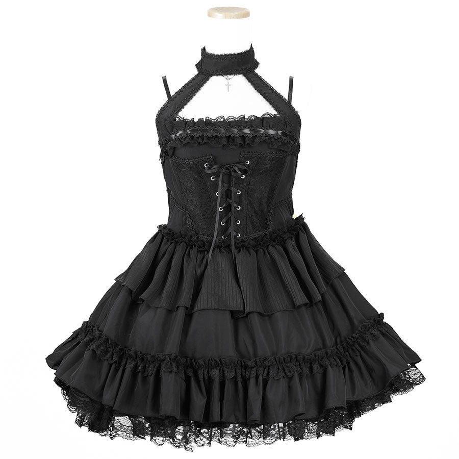 MINI BUSTIER CORSET LACE UP DRESS (BLACK)