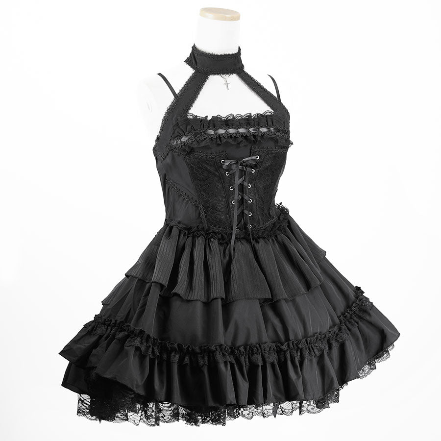 MINI BUSTIER CORSET LACE UP DRESS (BLACK)