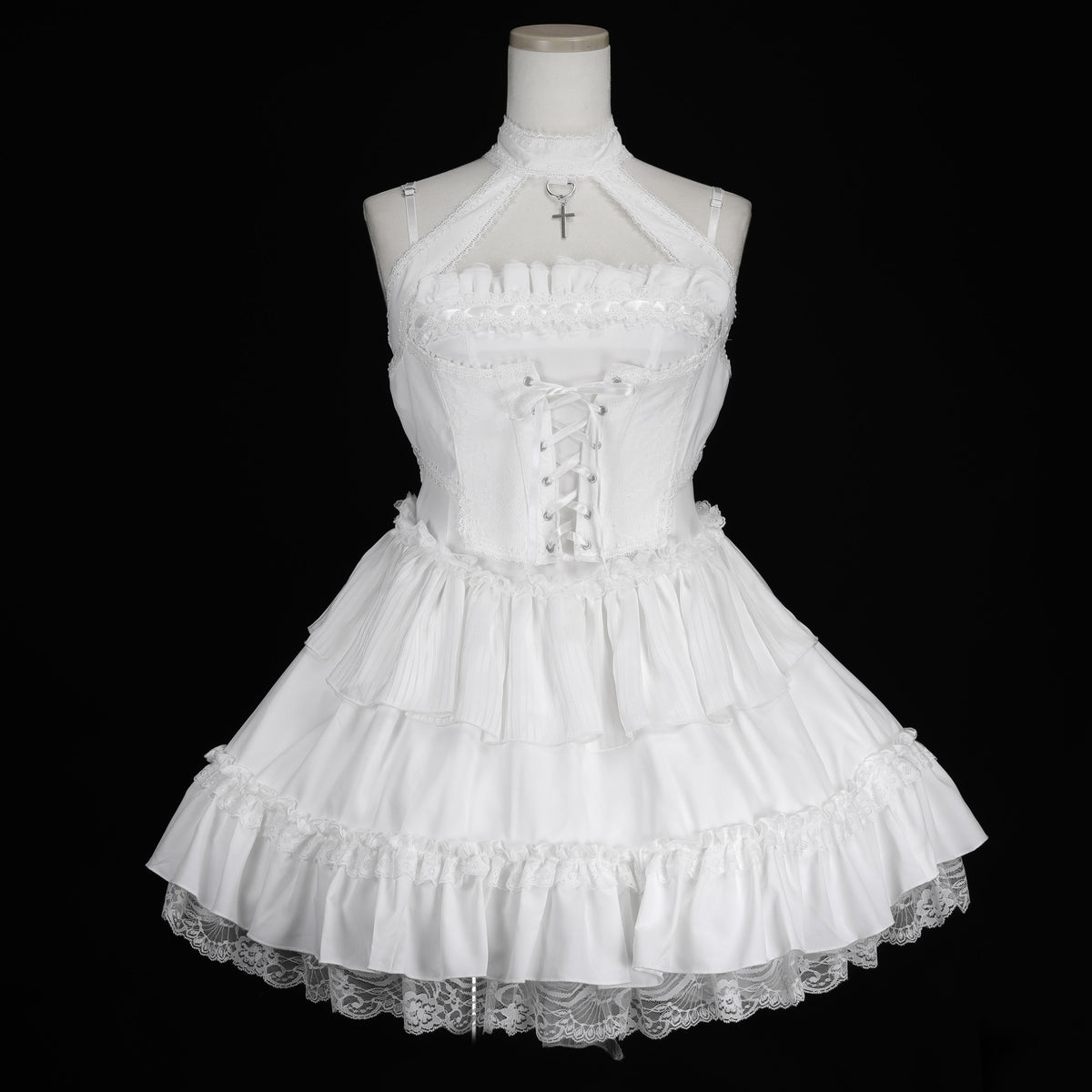 MINI BUSTIER CORSET LACE UP DRESS (WHITE)