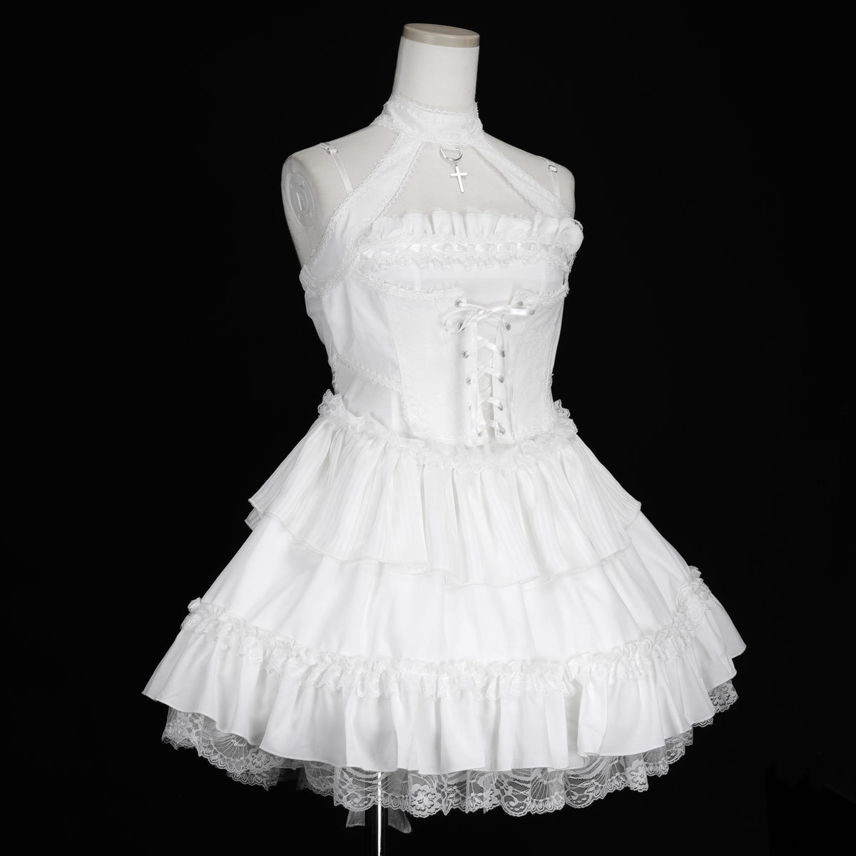 MINI BUSTIER CORSET LACE UP DRESS (WHITE)