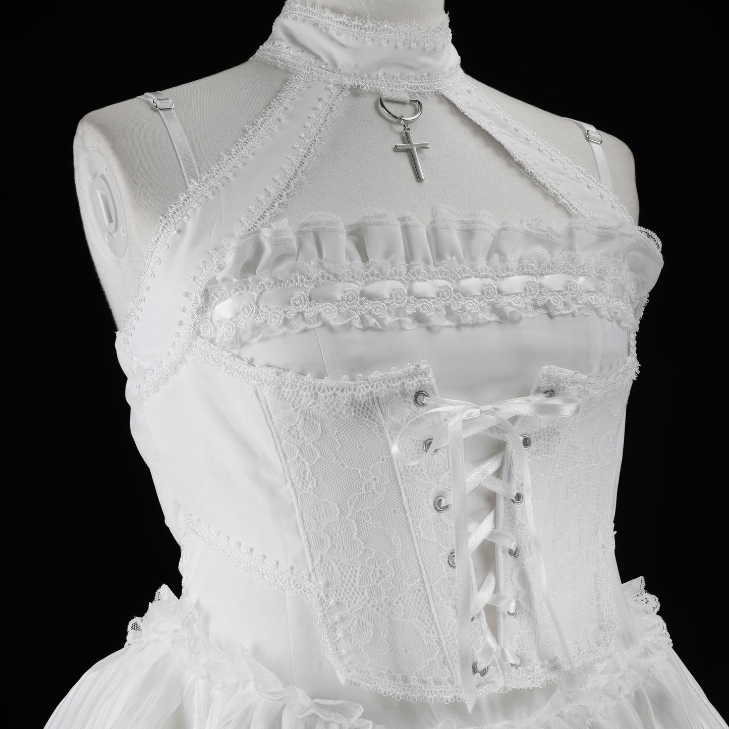 MINI BUSTIER CORSET LACE UP DRESS (WHITE)