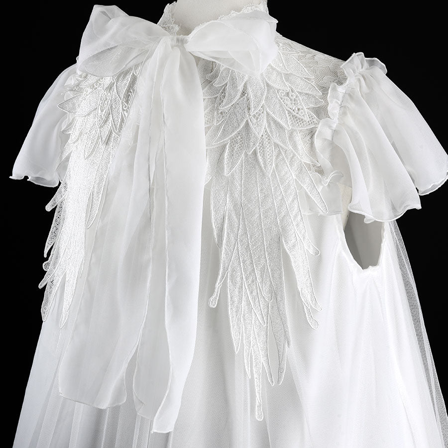 LACE COLLAR ANGEL WING DRESS (WHITE)