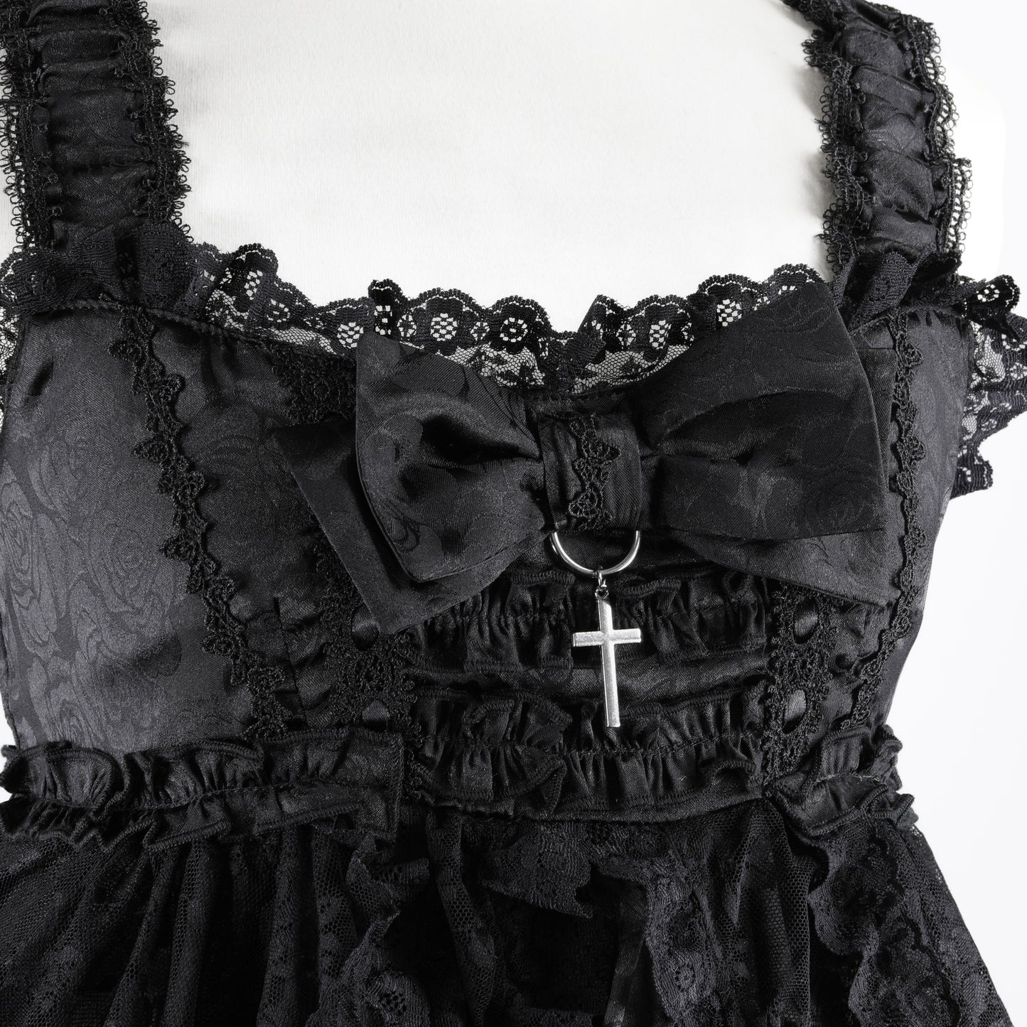 ROSE RIBBON BABY DOLL DRESS (BLACK)