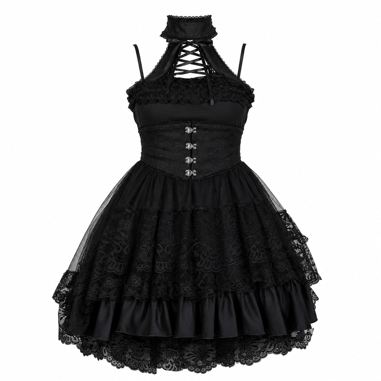 CHOKER BUSTIER FISHTAIL ONE PIECE (BLACK)