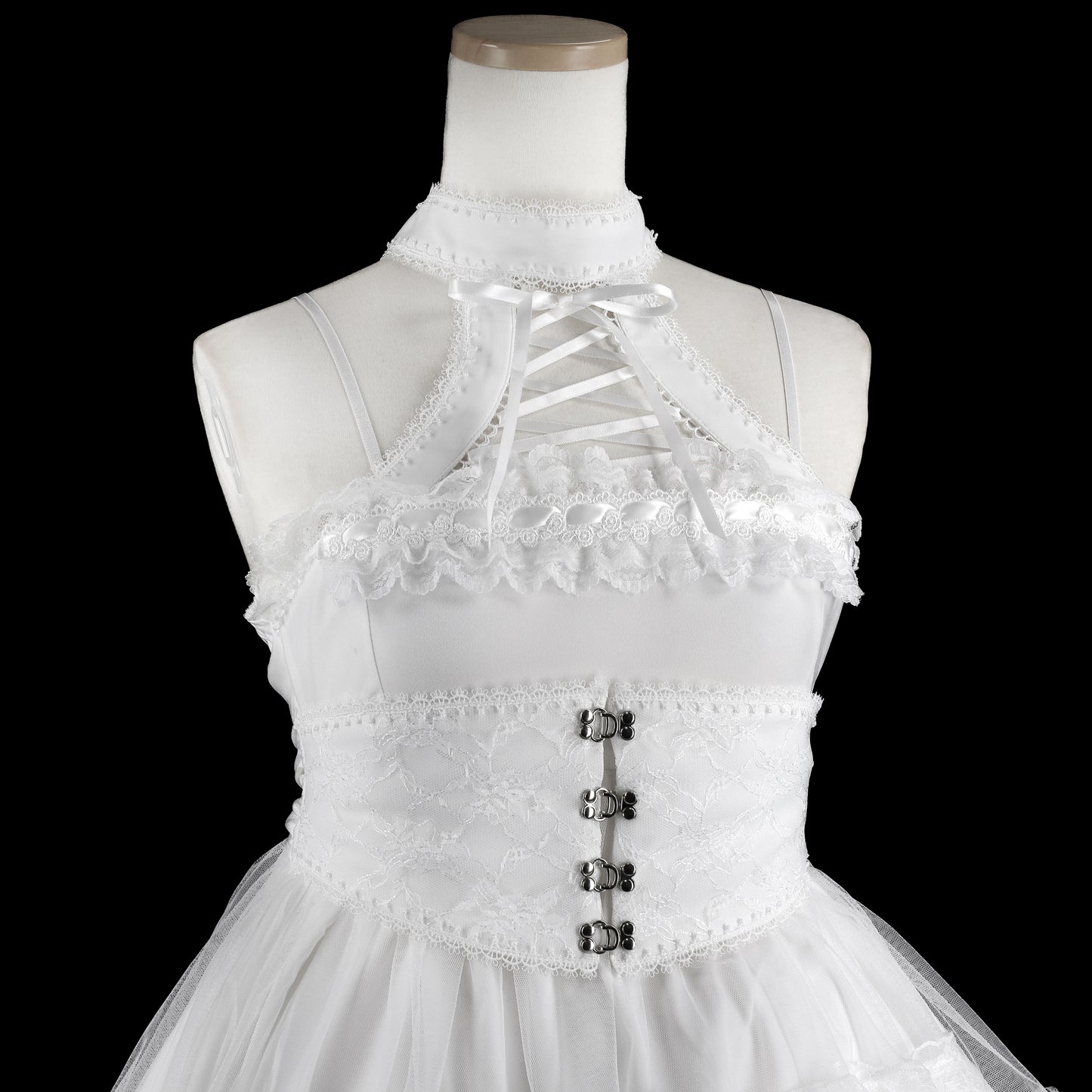 CHOKER BUSTIER FISHTAIL ONE PIECE (WHITE)