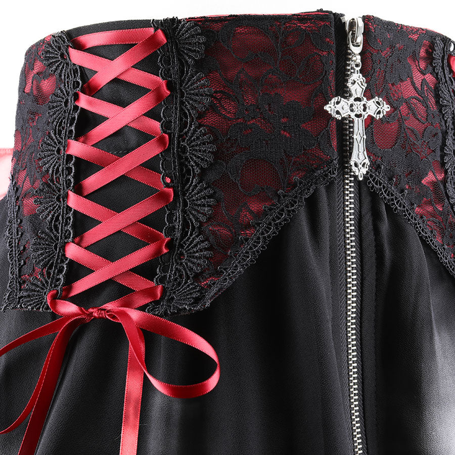 LACE UP CROSS SKIRT (RED)