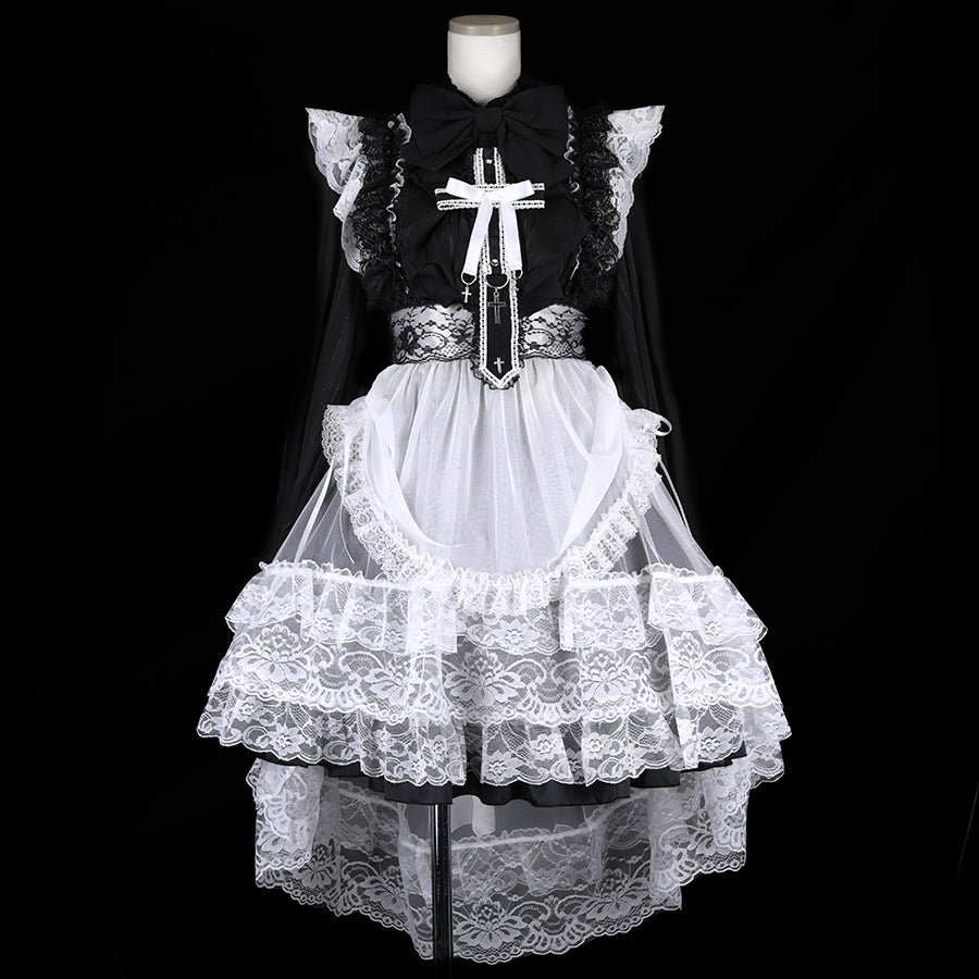 薄纱窗帘围裙裙(白色 x 白色)