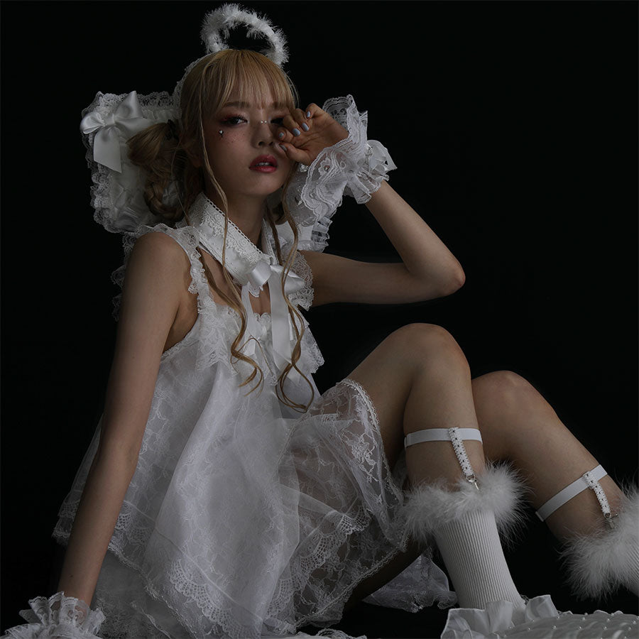 TULLE LACE MINI CAMISOLE TOP (BLACK)