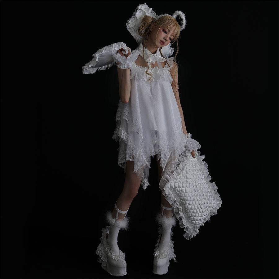 TULLE LACE MINI CAMISOLE TOP (WHITE)