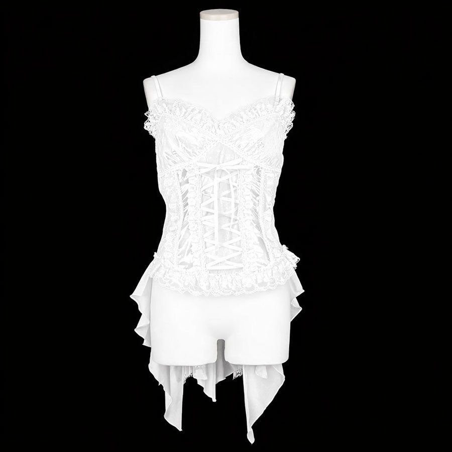 ENAMEL LACE UP BUSTIER (WHITE)